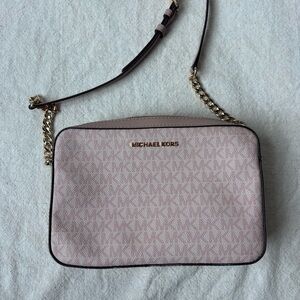 Michael Kors Blush/Tan Crossbody Bag with Gold Accents
